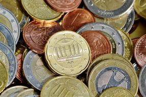 pile of metal Money, Euro Coins, background