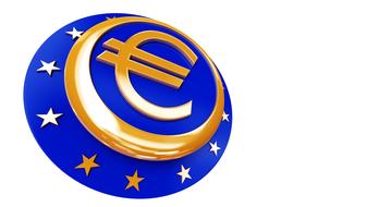 gold euro icon on blue