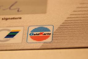 Close-up of the colorful signs on the credit card