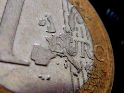 one Euro Coin, detail, macro