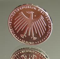 10 Euro Coin with reflection, macro