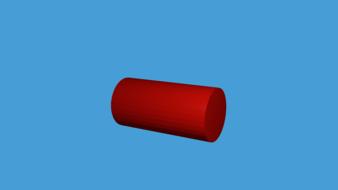 red 3d model on a blue background