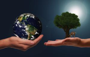 Hands Earth Next Generation banner drawing