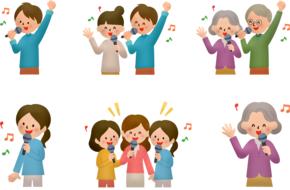 karaoke singing cartoon people