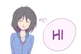 female character greeting, drawing