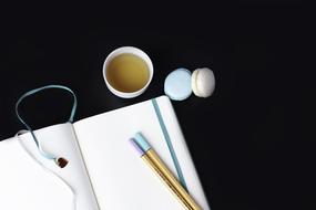 green tea and macaroons