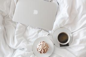 Coffee Cup Macbook bed