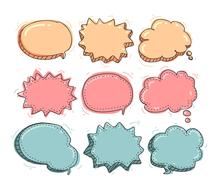 set of colorful thought bubbles
