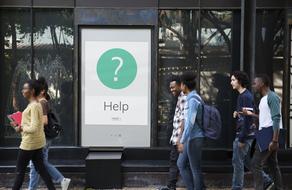 help banner on street