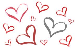 different hearts on white as background