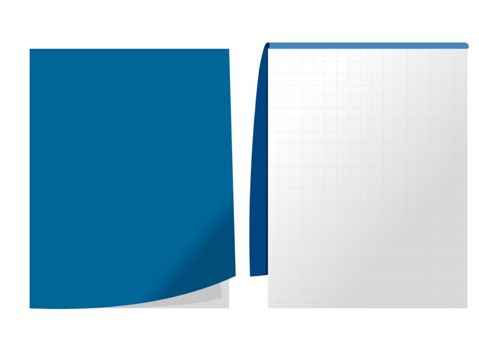 Blue and white letter pad with the checkered paper, at white background