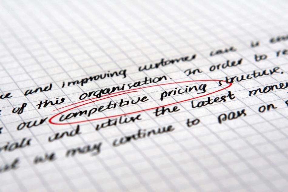 competitive pricing text in the notebook