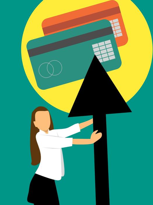 credit card arrow girl