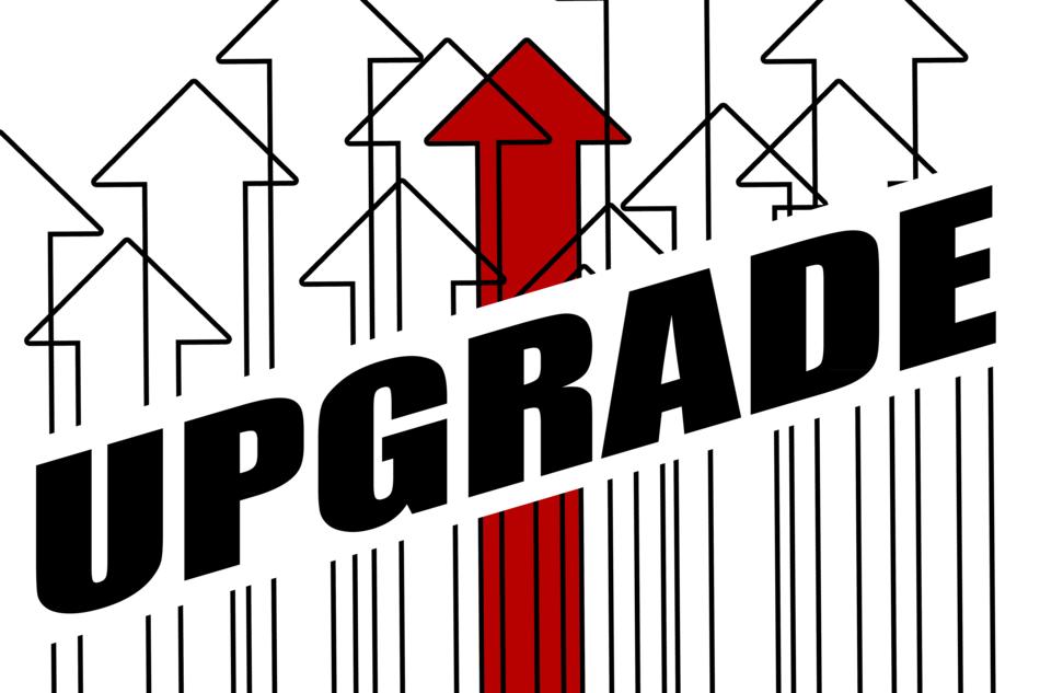 upgrade drawing with arrows on white background