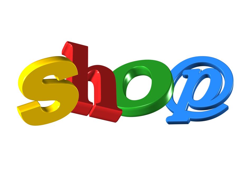 Colorful 'shop' word on white background