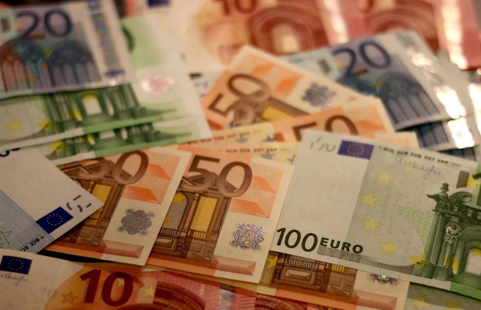 out of focus euro banknotes
