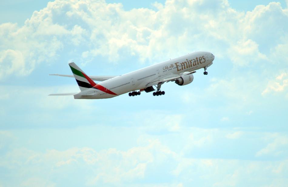 plane of united arab emirates in the sky