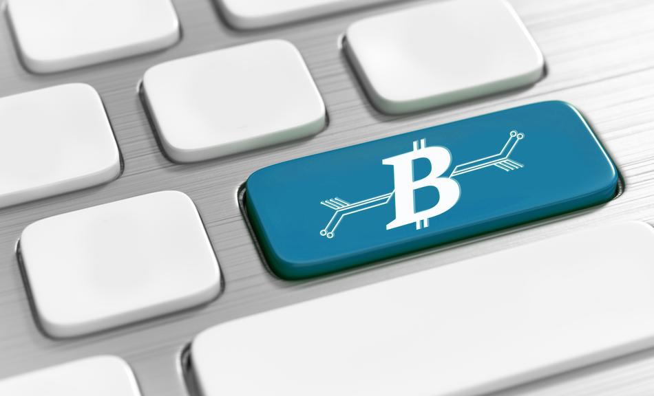 Bitcoin key on blank keyboard, render