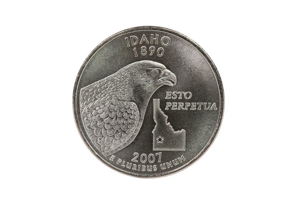 Beautiful 25 cents from 2007, with Idaho and falcon sign