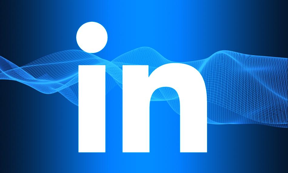 linkedin logo at abstract blue background