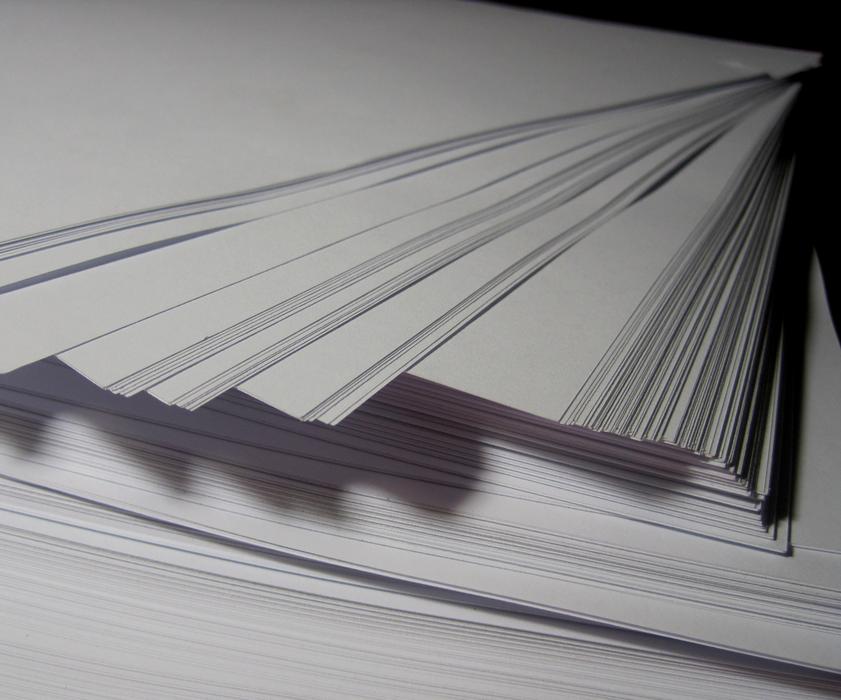 stack of white paper close up