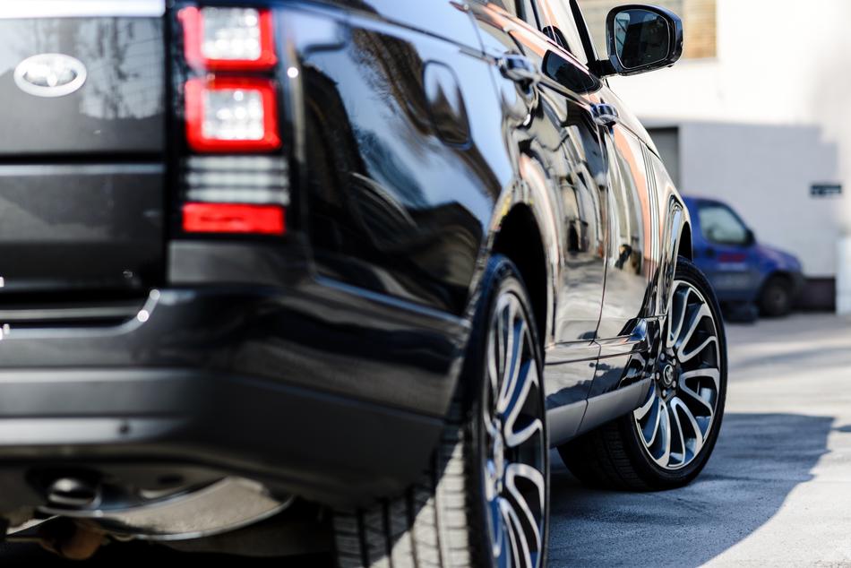 Range Rover, rear view of luxury Car