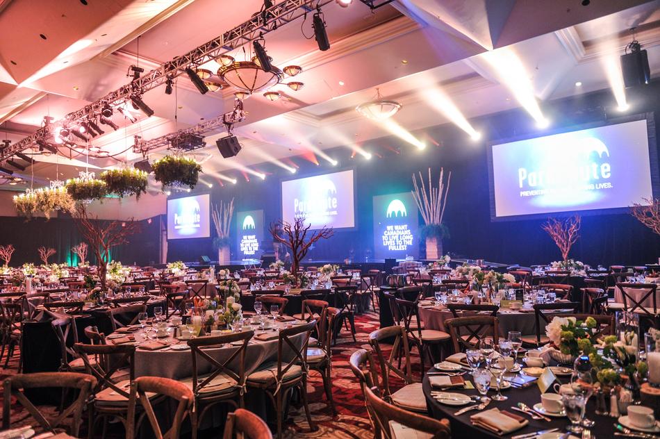 Colorful tables and lights on the Gala Ceremony