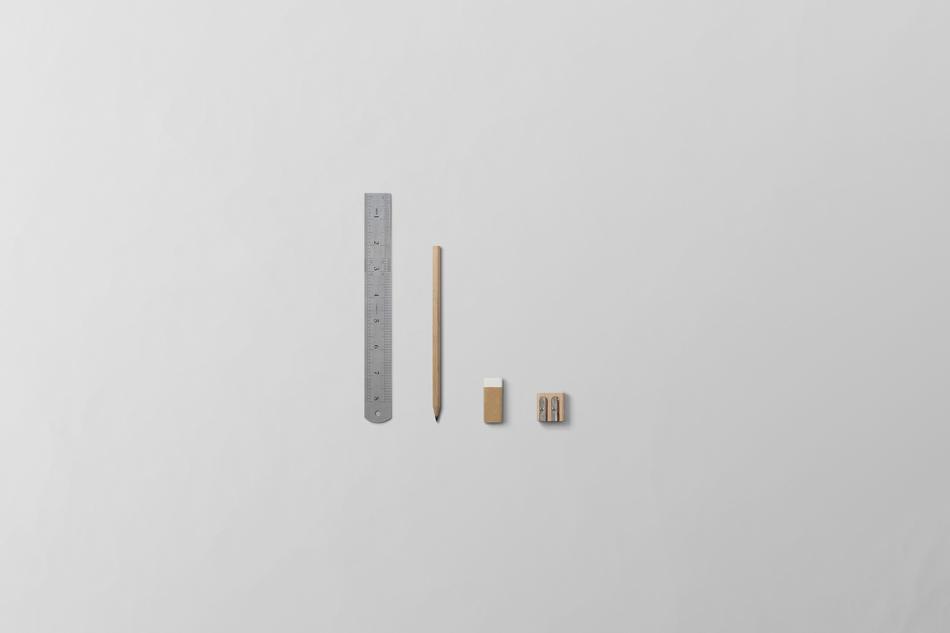 stationery on gray background
