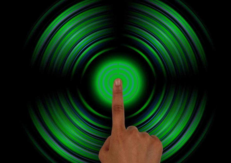finger on green waves