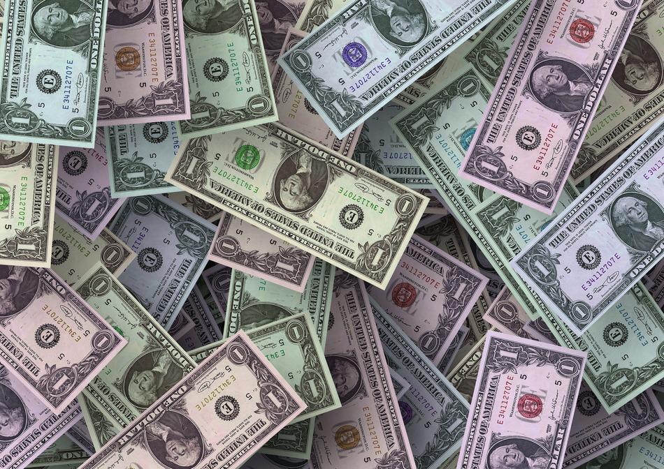 dollar bills of different colors