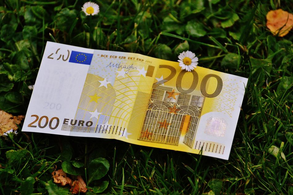 200 euro banknote on the grass