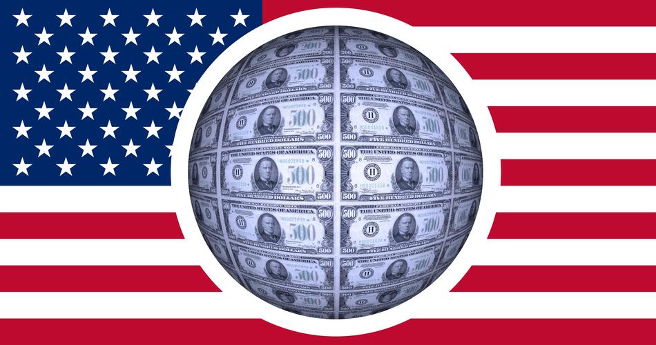 USA flag and dollars