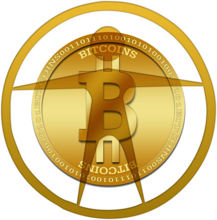 silhouette of a man on the background of golden crypto currency