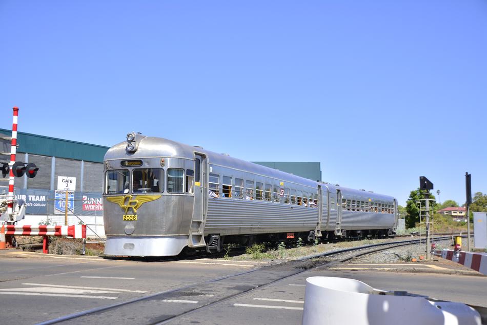 shiny train in brisbane on a sunny day