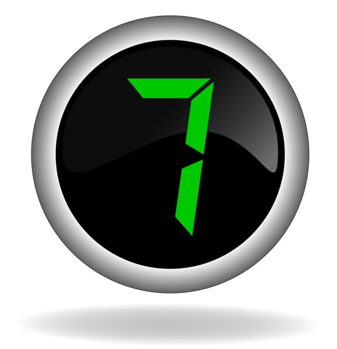 button with number 7 on transparent background