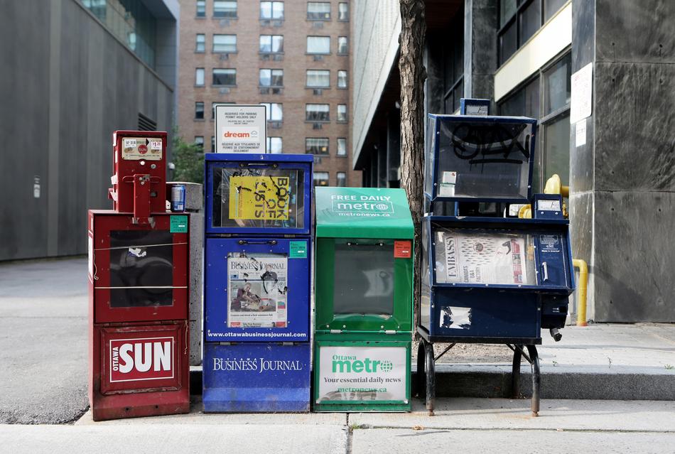variety of automatic terminals on a city street