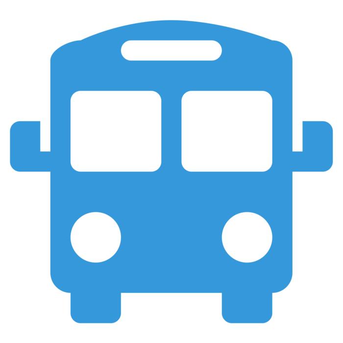blue bus icon on white background