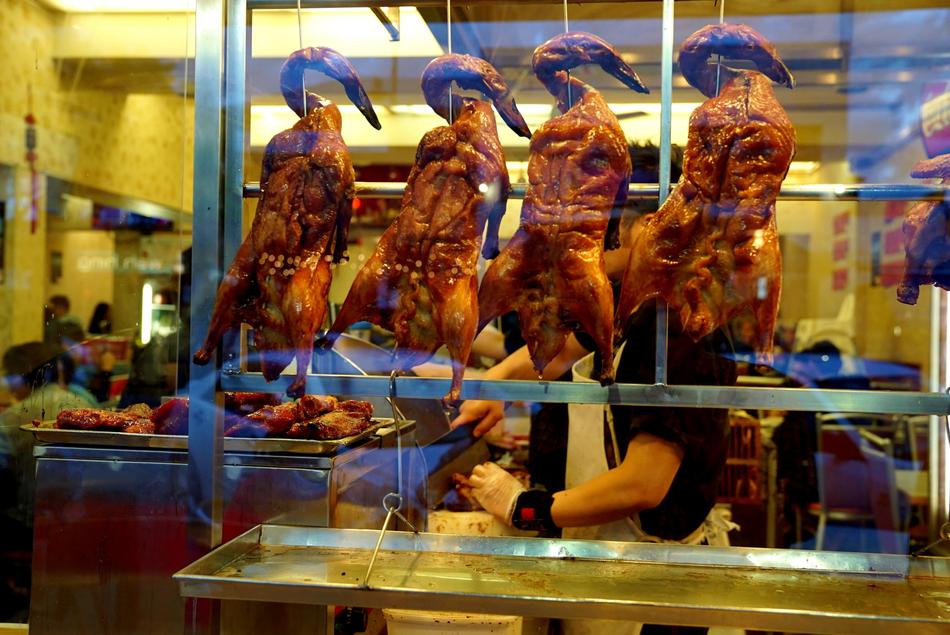 Roast Ducks in Chinese Restaurant