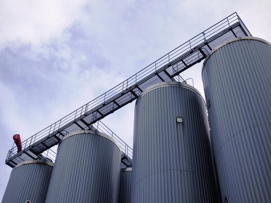 Industrial brewery vats in Tychy, Poland