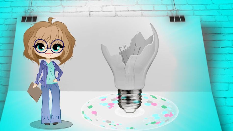 image of a girl near a light bulb in the project