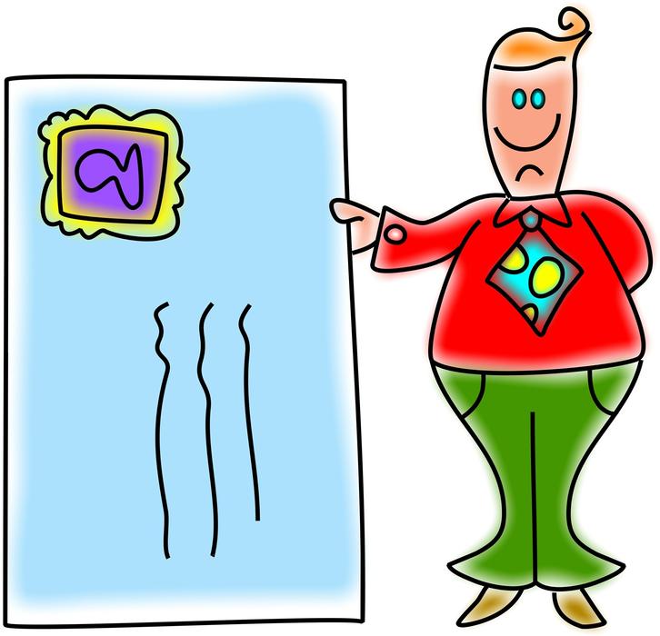 drawing of man and card