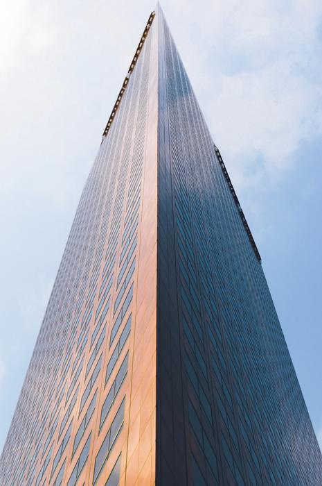 corner of Highrise office Building at sky