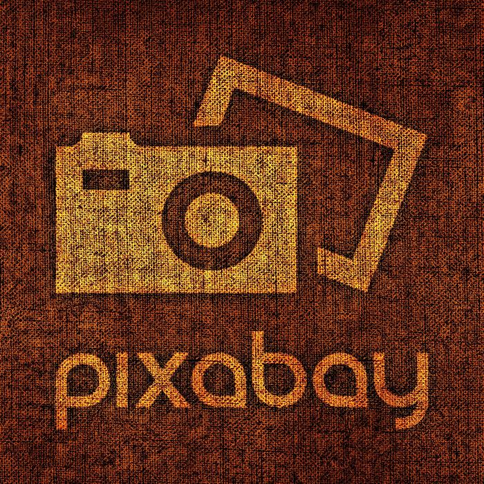 pixabay logo on brown background