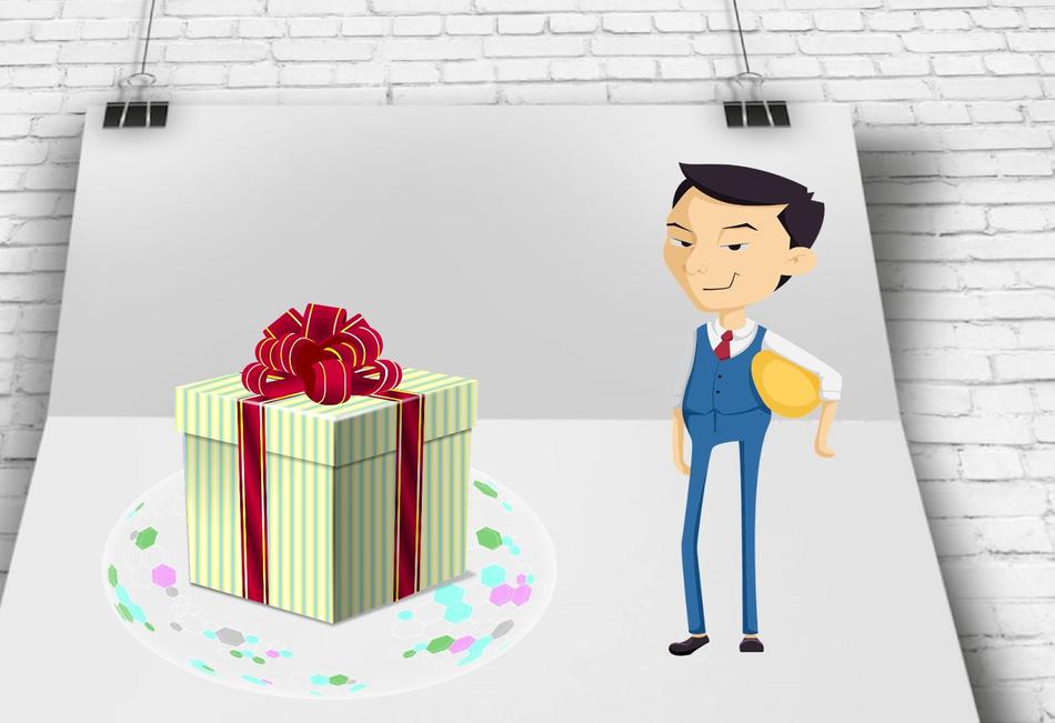 manager with gift as concept design