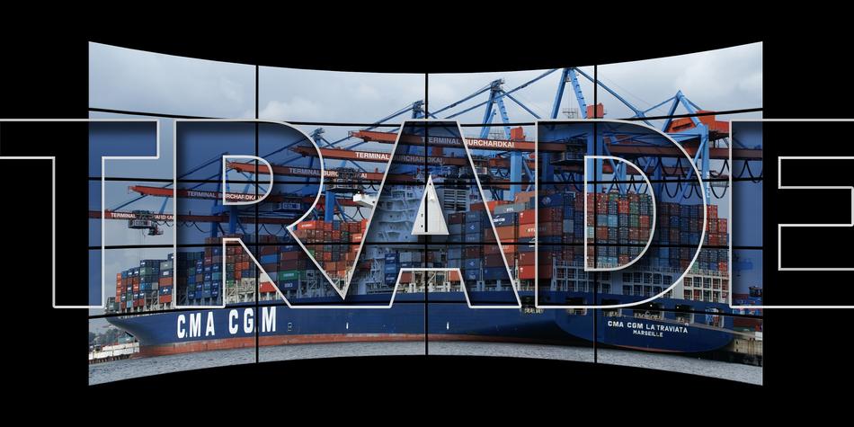 trade in the background of a cargo ship