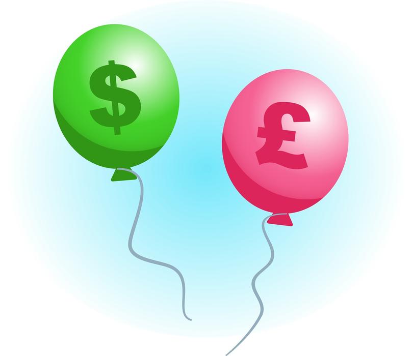 balloons with money symbols on a blue background