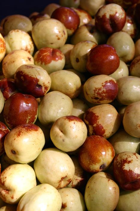 Close-up of the beautiful and colorful, shiny apples, in light