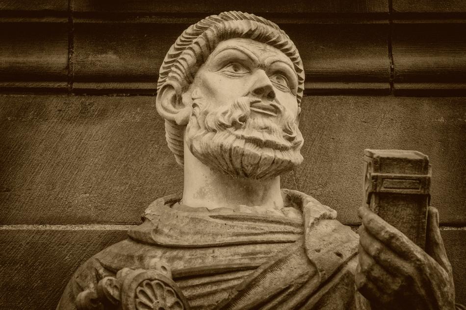 Statue Stone with Mobile Phone