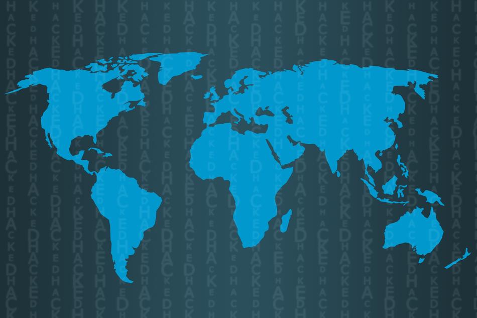 cyber hacking world map