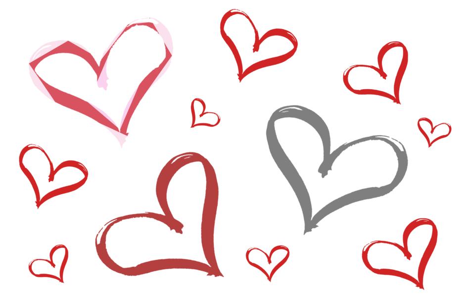 different hearts on white as background